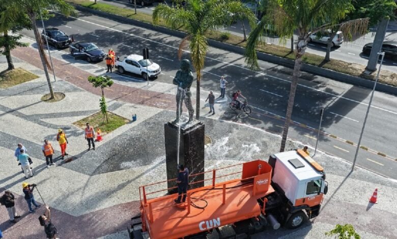Prefeitura de Niterói promove limpeza da estátua de Arariboia nesta quinta-feira (15) – Prefeitura Municipal de Niterói
